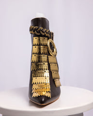 Dark Brown Leather Boots with Gold Chains – Made to Order