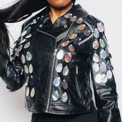 Custom Handmade Silver & Black Fringe Jacket – Stand Out in Style!