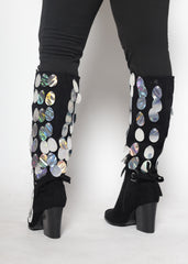 Superstar Black & Silver Sequin Boots – Dazzle with Every Step!