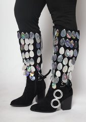 Superstar Black & Silver Sequin Boots – Dazzle with Every Step!