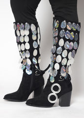 Superstar Black & Silver Sequin Boots – Dazzle with Every Step!